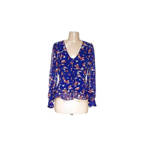 Nine West Blue Chiffon Button-Up Top - Women's S - Picture 1 of 4